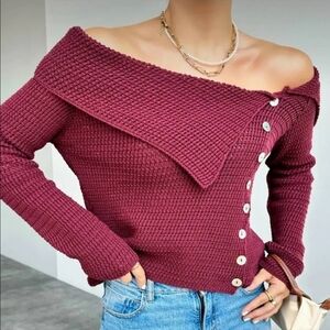 Commense Waffle Knit Off the Shoulder  Sweater NWT size Large